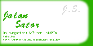 jolan sator business card